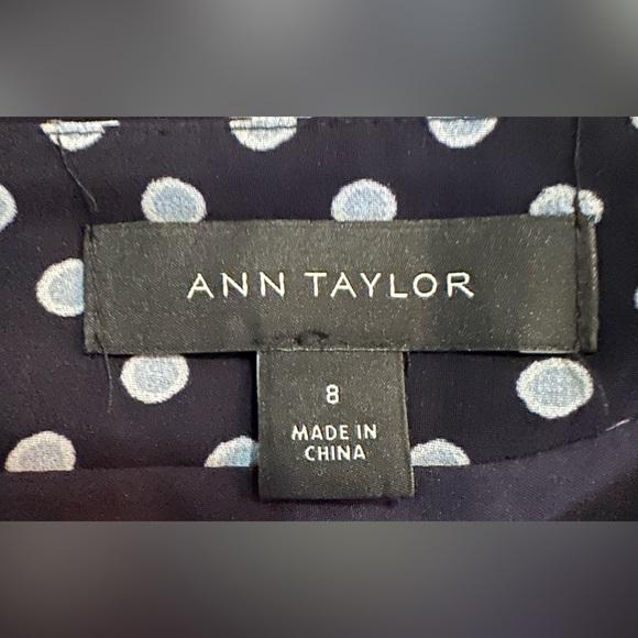 Ann Taylor Navy Blue Chiffon Polka Dot Fringe Skirt - Picture 4 of 7